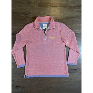 Jadelynn Brooke Womens Pink Blue Popcorn‎ Knit Quarter Zip Pullover Sweater Med